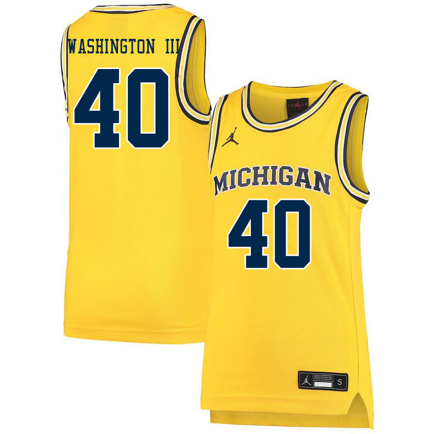 Men #40 George Washington III Michigan Wolverines College Basketball Jerseys Stitched Sale-Yellow - Click Image to Close